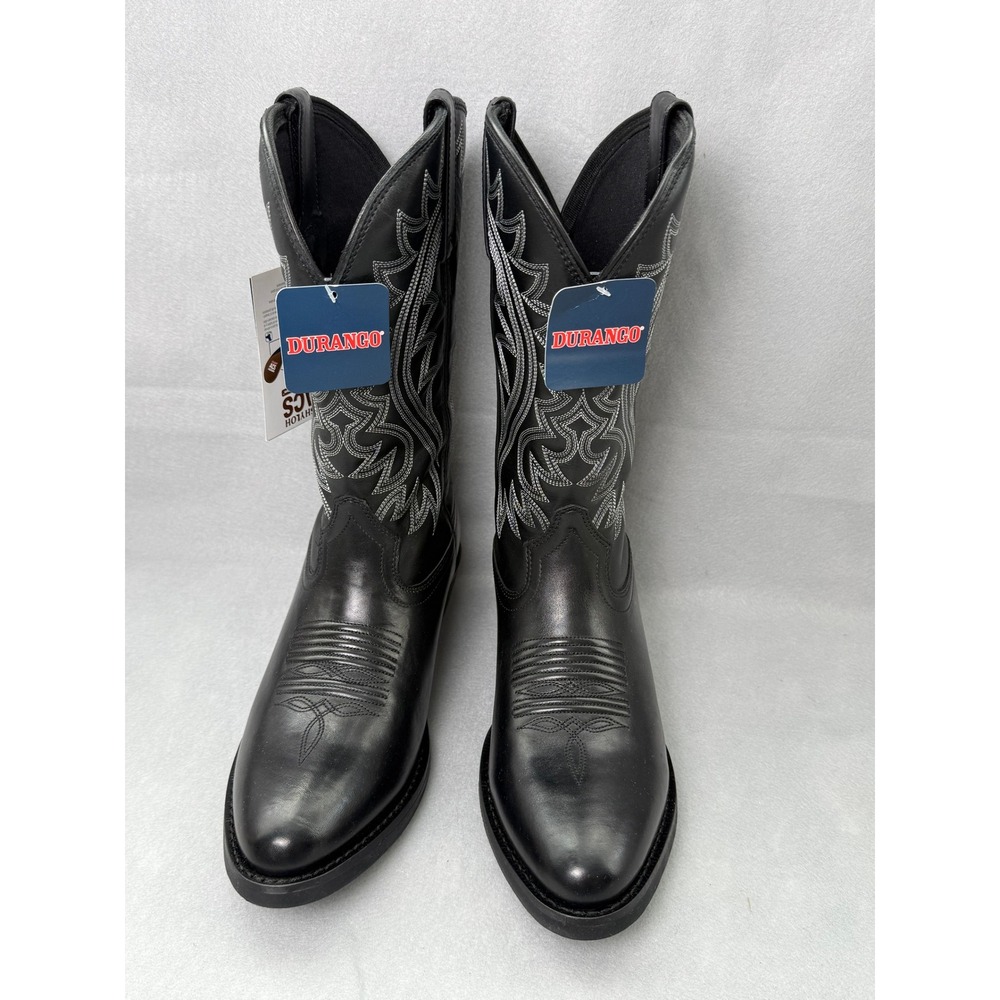 Durango Mens Western R-Toe Boots Polished Black Onyx Leather DDB0485 8.5M